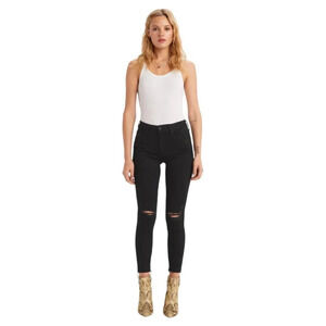 Mother Womens The Looker Ankle Fray Jeans Size 25 Black Distressed Skinny Slim